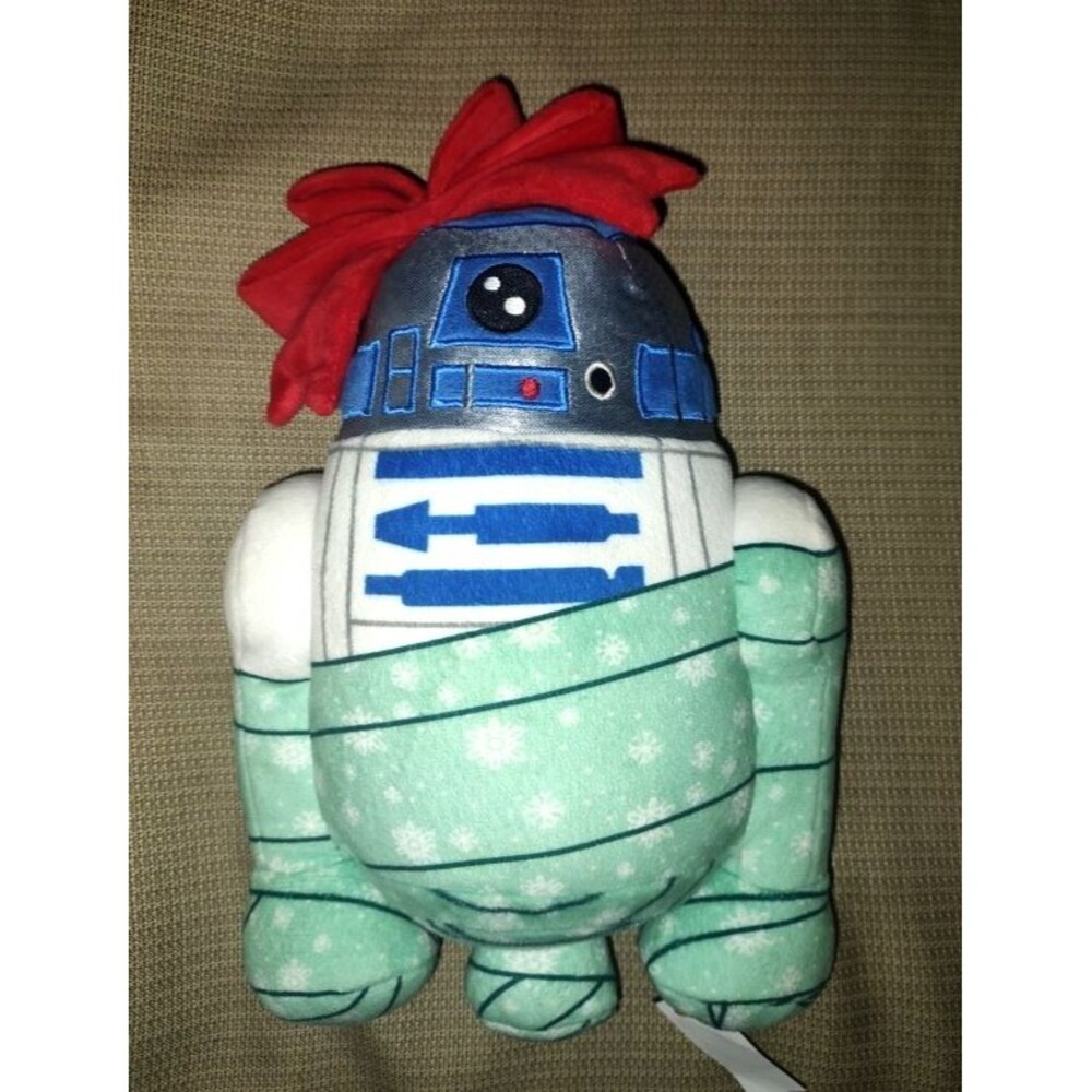 STAR WARS Millenium Falcon Plush Toy Droid R2 D2 with Red Bow Tall 11"